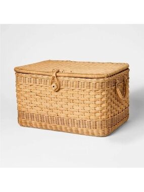 Large Lidded Rattan Decorative Basket Brown-Threshold designed with Studio McGee